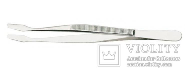 Высококачественный пинцет, никелированный, 120 мм, с загнутой лопаткой. Lindner №2013.