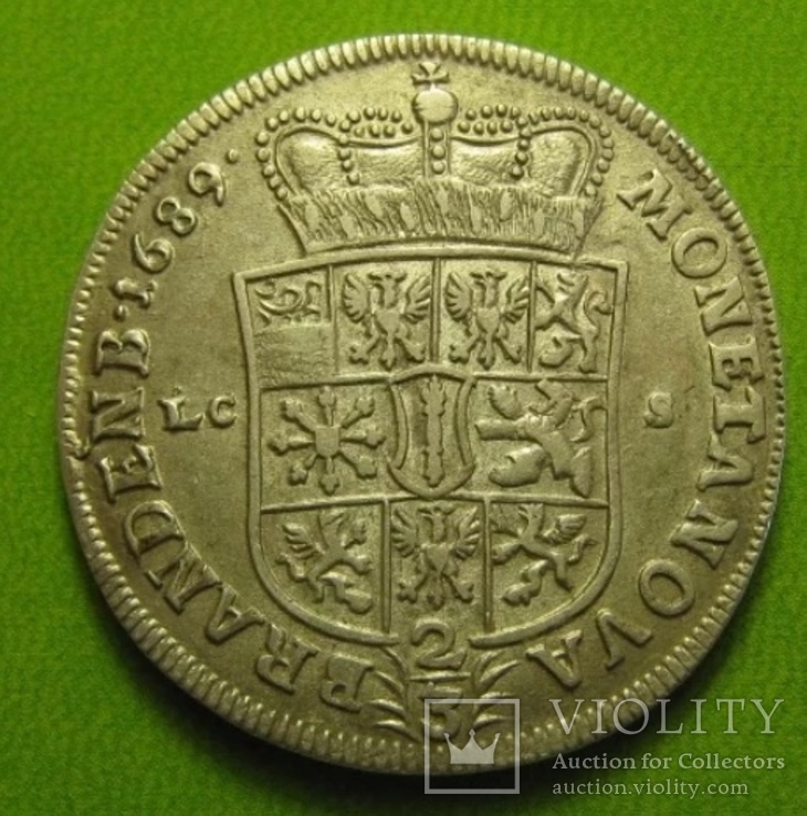 Монета 2/3 талера (гульден) Бранденбург Пруссия 1689, фото №3