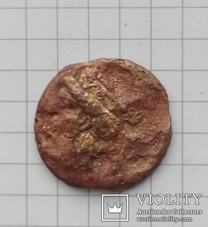 Монета Керкинитиды. Тихе в башенной короне, скиф на коне, фото №3