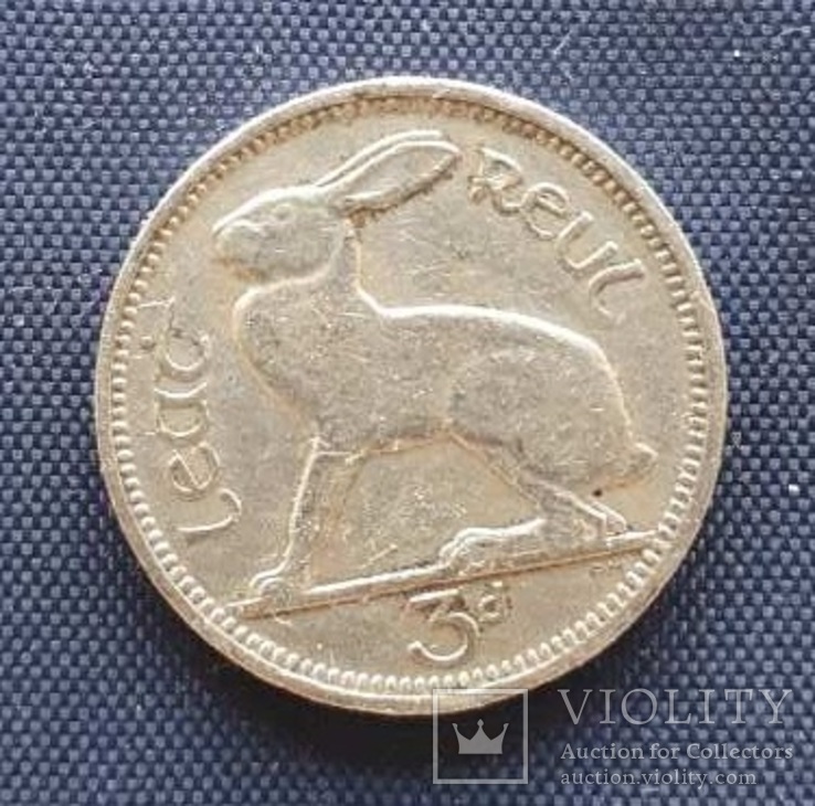 3 пенни Ирландия Заяц, 1950г., фото №2
