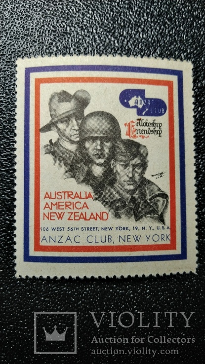 Вторая мировая война ANZAC Club Австралия Новая Зеландия Америка Непочтовая марка