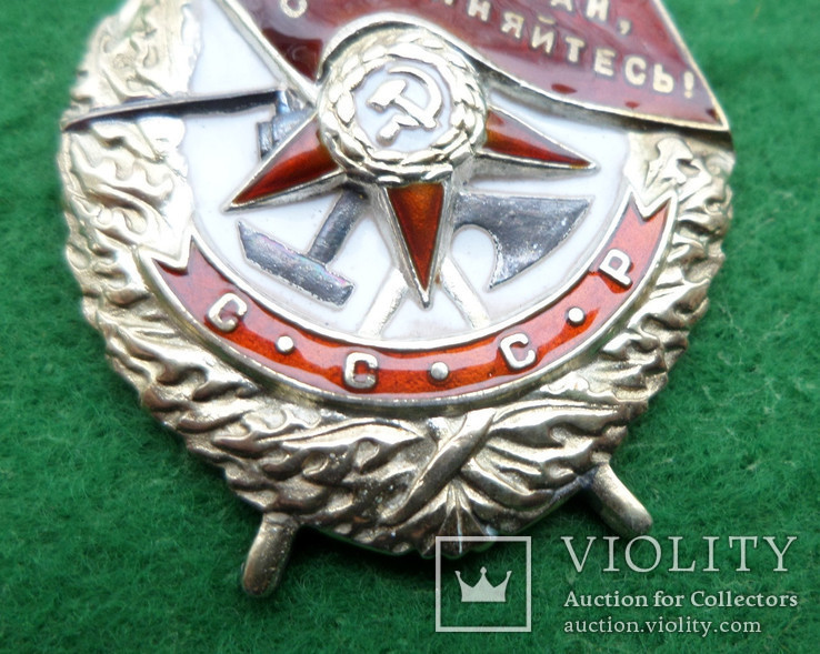 Орден Боевого Красного Знамени БКЗ винтовой серебро,позолота. горячая эмаль, копия, фото №8