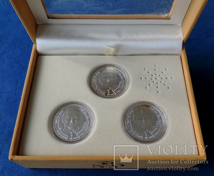 Жетоны Иоанн Павел II серебро 925+ музыкальная коробка, фото №3