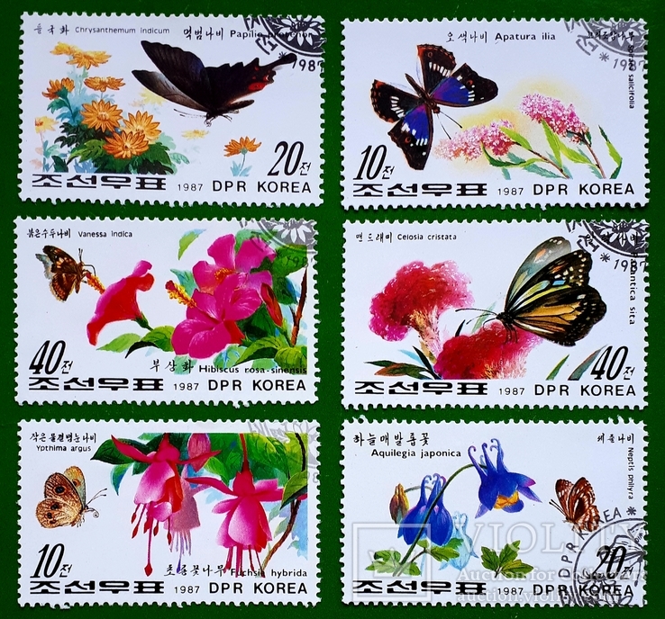 1987 Корея Цветы Бабочки