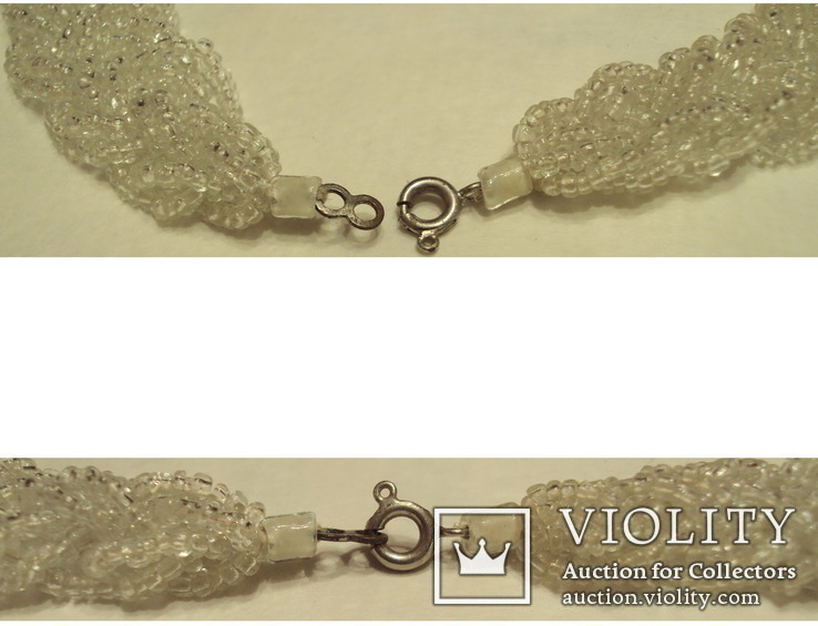 Ожерелья-колье плетённое из мельчайшего бисера с миниатюрной застёжкой, фото №5