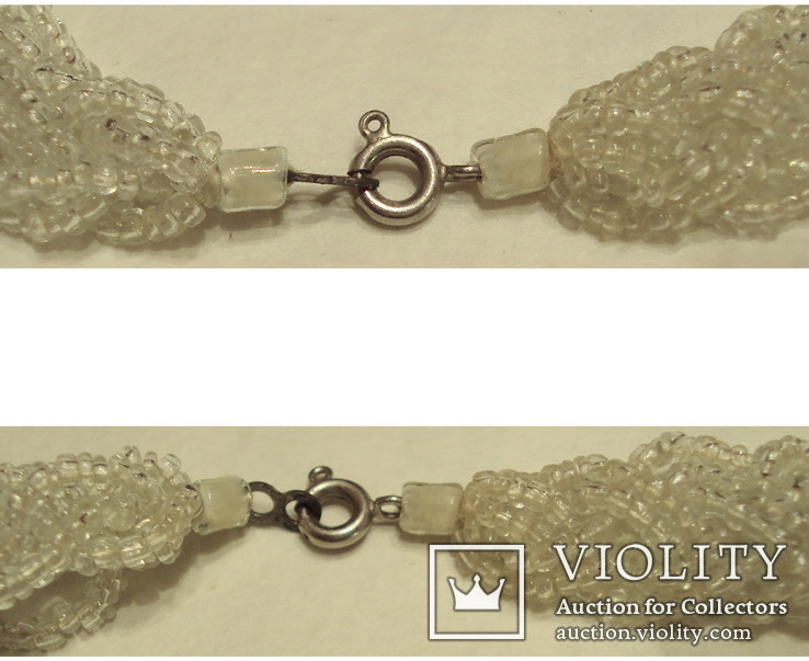 Ожерелья-колье плетённое из мельчайшего бисера с миниатюрной застёжкой, фото №6