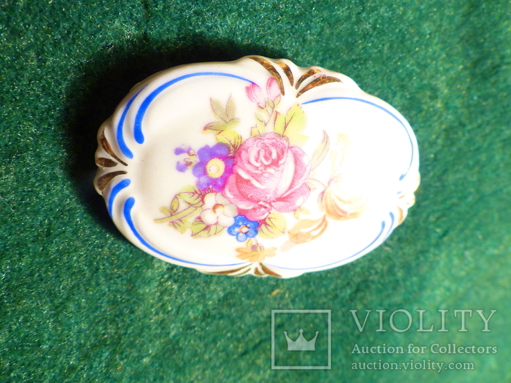 Брошь брошка - германия фарфор = Bareuther Bavaria Handpainted Brooch -- 1931-1950 год, фото №6