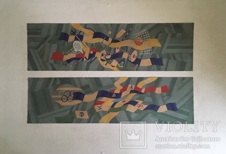 Ескіз настінного розпису, Одеса, Пасховер/Оленін, 42х11,5, к/а, 1970-і, фото №2