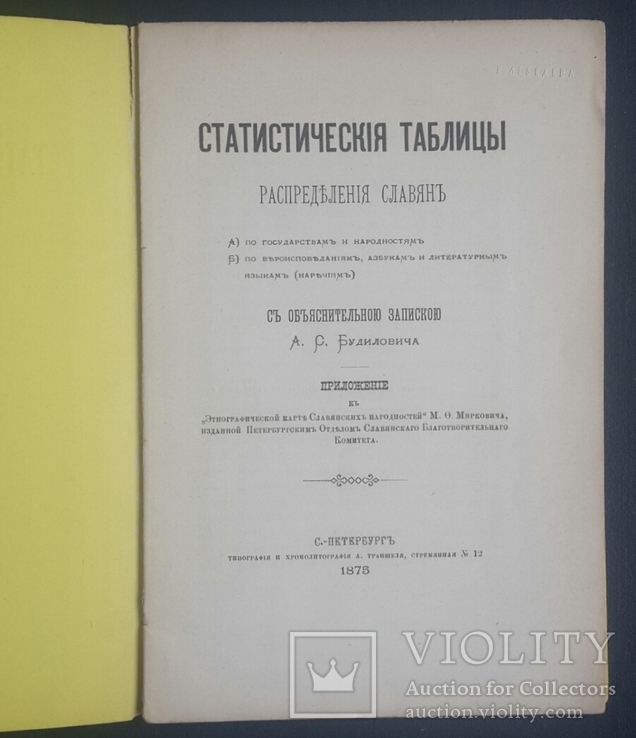 Статистические таблицы распределения славян с запискою А. С. Будиловича. 1875., фото №3