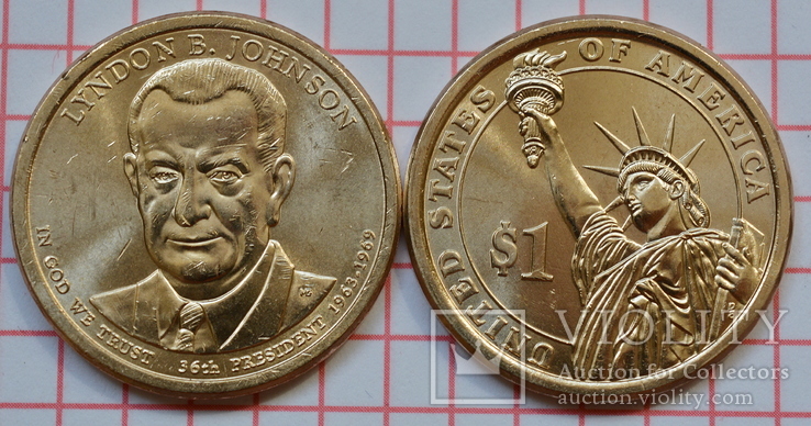 1 доллар США 36-й президент Л.Джонсон, 2015 г