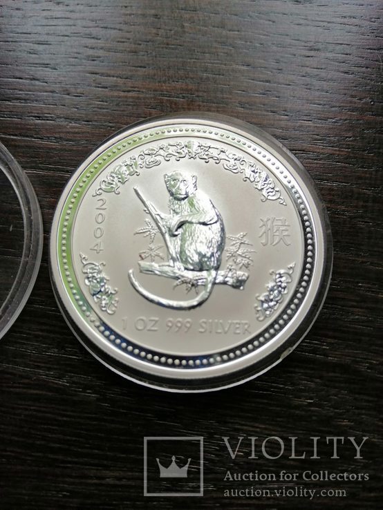 Серебряная монета "ГОД ОБЕЗЬЯНЫ" LUNAR 1 SERIES, 1 Доллар, фото №4