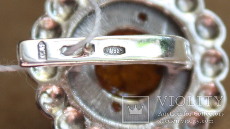 Серебряные серьги с янтарем, фото №3
