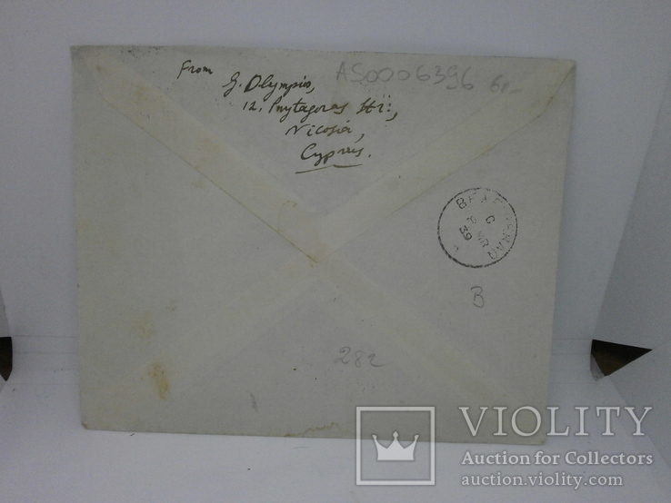 1939 Конверт из Кипра в Палестину. Марка. Прошел почту, фото №3