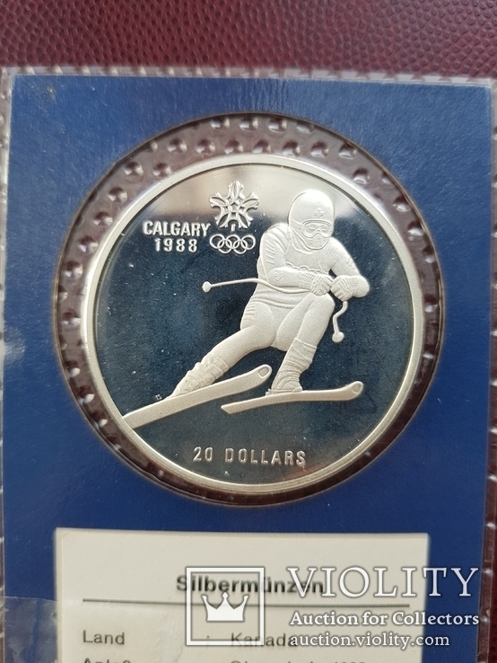 20 долларов Канада 1985год Серебро Олимпиада 31,1грамм в блистере, фото №2