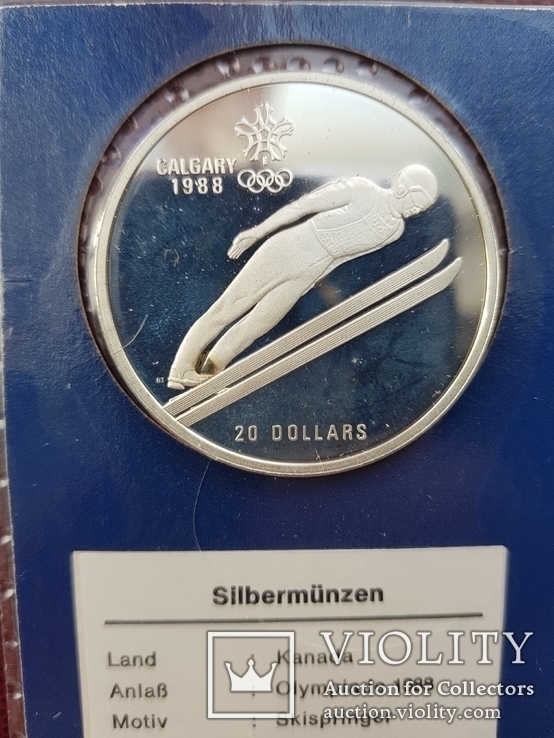 20 долларов Канада 1987год Серебро Олимпиада 31,1грамм в блистере, фото №2