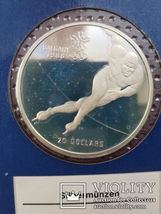20 долларов Канада 1985год Серебро Олимпиада 31,1грамм в блистере, фото №2