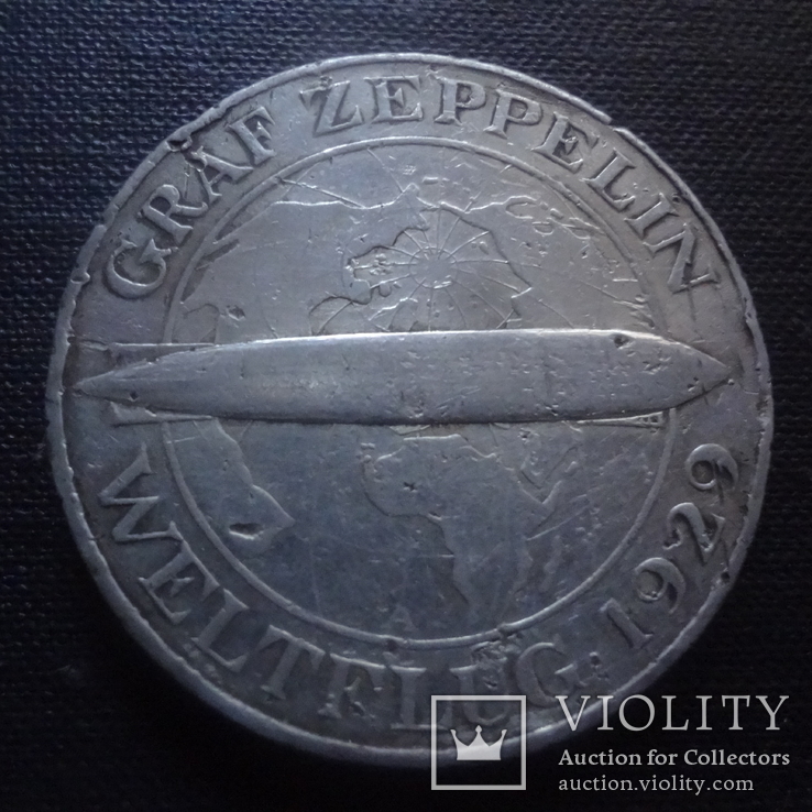 5 марок 1930 граф Цеппелин серебро   (4.3.7)~, фото №4