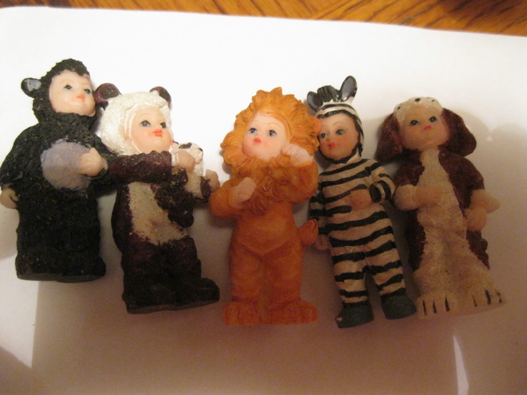 Фигурки детки куклы статуэтки типа анне гендес керамика 5шт-набор зебра лев собака, фото №5