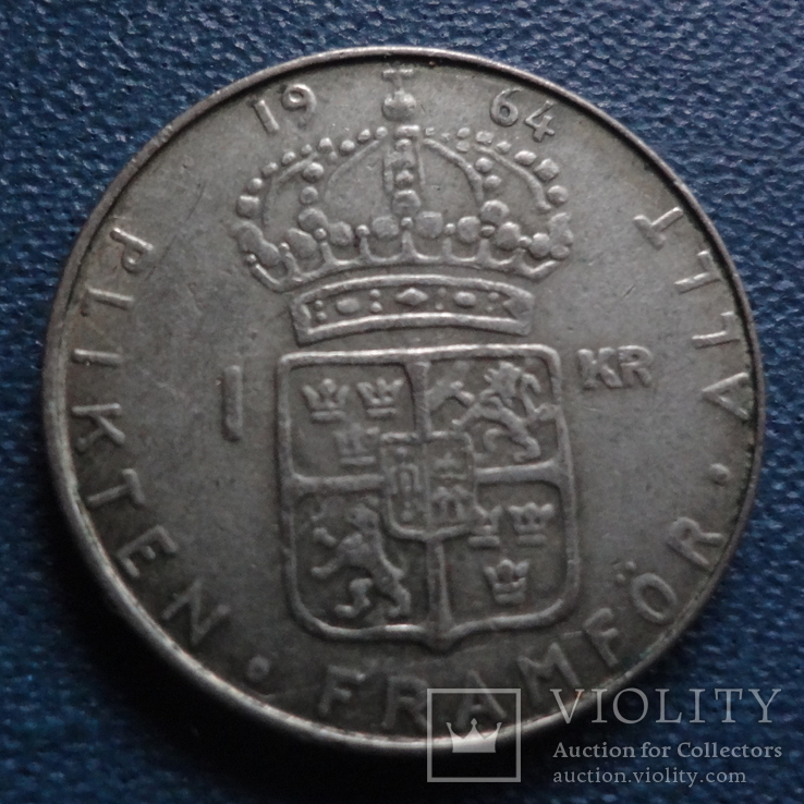 1 крона 1964  Швеция  серебро  (N.2.9)~, фото №2