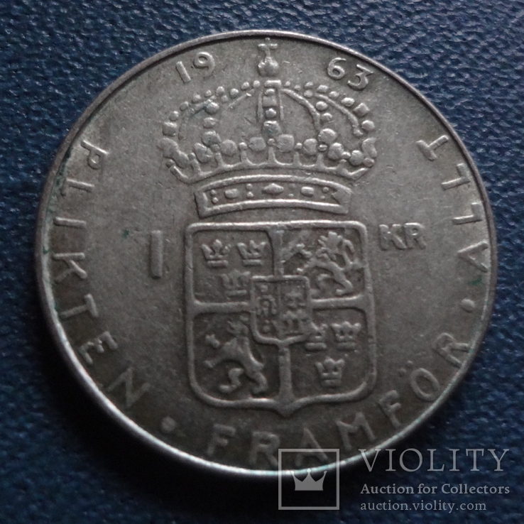 1 крона 1963  Швеция  серебро  (N.2.11)~, фото №2