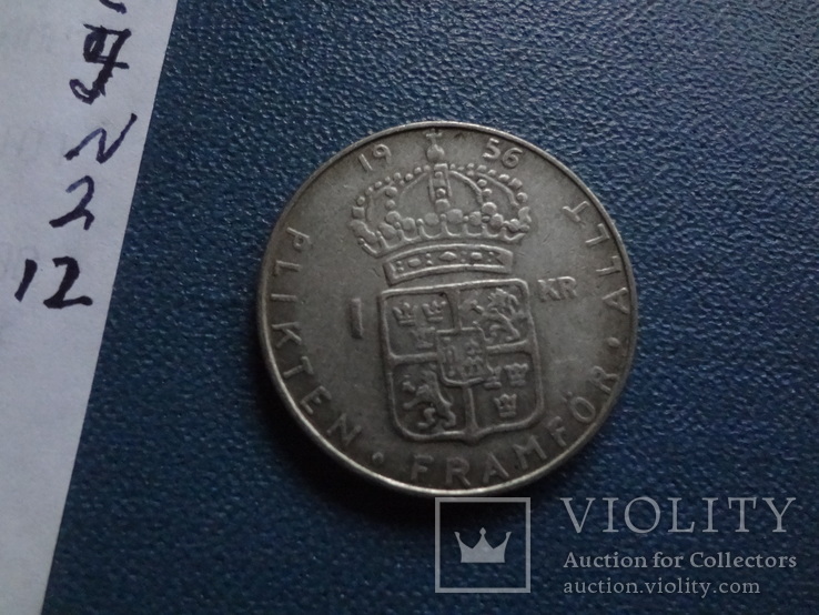 1 крона 1956  Швеция  серебро  (N.2.12)~, фото №4
