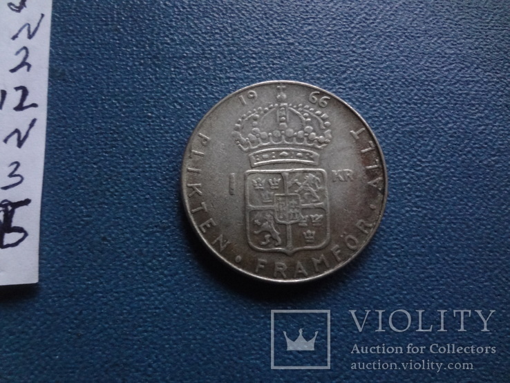 1 крона 1966  Швеция  серебро  (N.3.6)~, фото №4