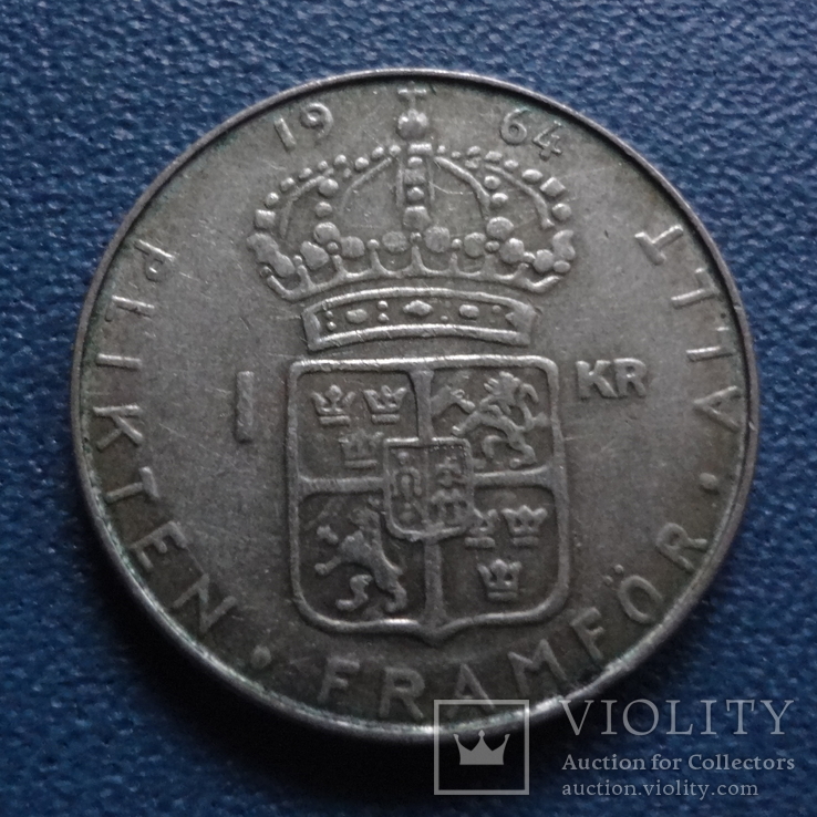 1 крона 1964  Швеция  серебро  (N.3.7)~, фото №2