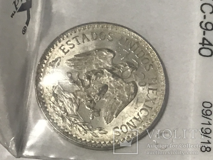 Мексика монета 50 центаво. Серебро 1943 года, фото №4