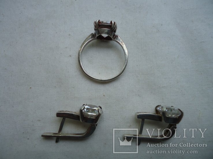 Серебренные серьги и кольцо 925 проба, фото №4