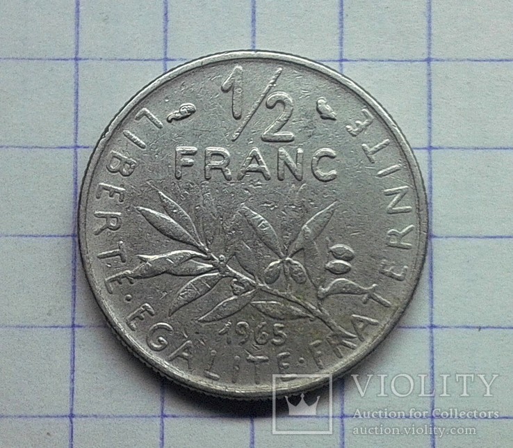 Франция 1/2 франка 1965, фото №3