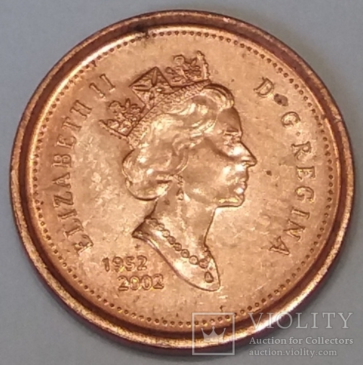 Канада 1 цент, 2002 50 років правління королеви Єлизавети II, фото №3