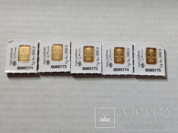 Слитки золото 999 5 шт по 1 г., фото №5