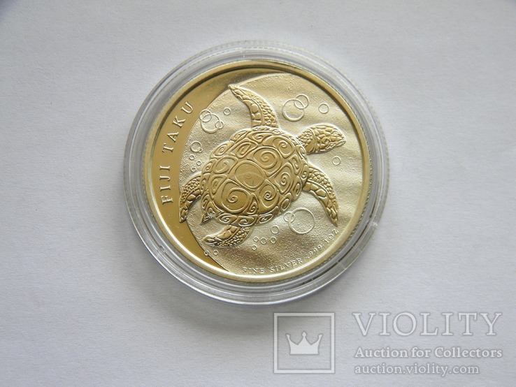 2 Доллара Фиджи "Черепаха", 2011г. Серебро 999, 1 OZ., фото №2