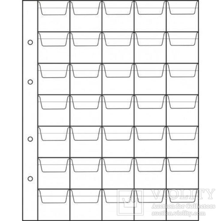 Лист для монет 200х250мм на 35 ячеек (35х34мм), фото №3
