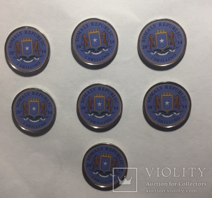 Сомали 1 шиллинг 2014 год набор 7 монет - парусники, фото №3