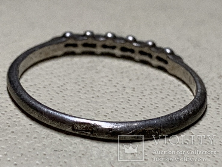 Кольцо серебрянное 16,5 размера с маленькими камушками, фото №5