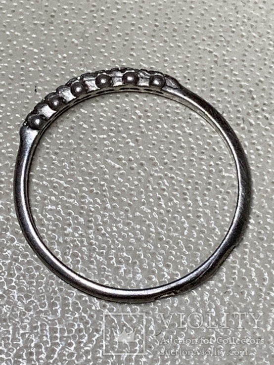 Кольцо серебрянное 16,5 размера с маленькими камушками, фото №6