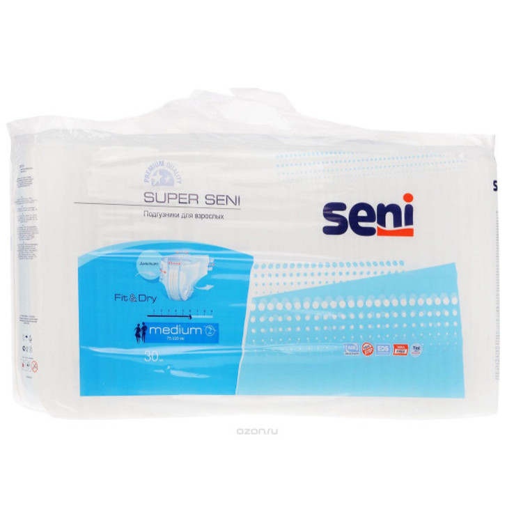 Подгузники для взрослых Super Seni Classic medium 2 (75-110 см), 30 шт.