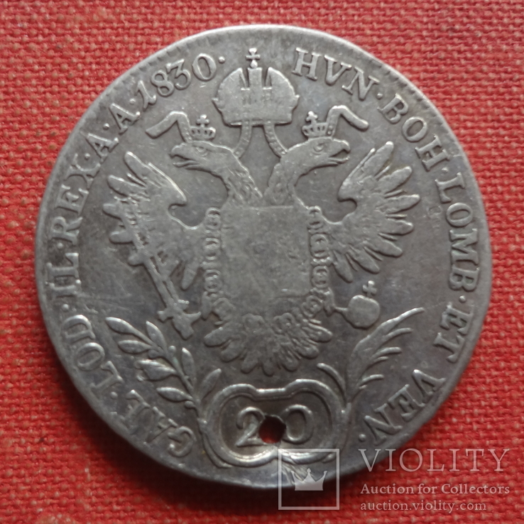20 крейцеров 1830  Австро-Венгрия серебро  (S.9.12)~, фото №2