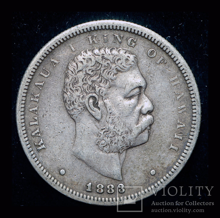 Гавайи 1/2 доллара 1883 серебро, фото №2