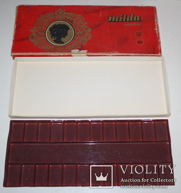 Коробка от конфет "Милда", Прибалтика, ГОСТ 73 г., 33х14х2 см., с родным вкладышем., фото №9