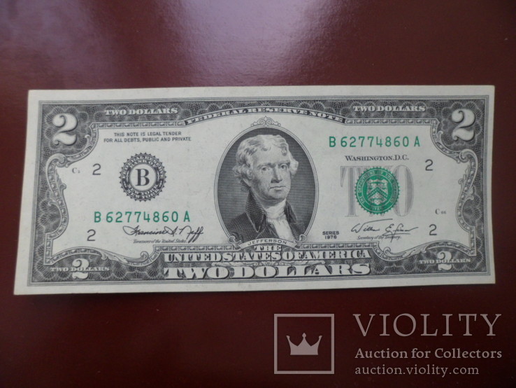 2 доллара США 1976 год. UNC #860., фото №2