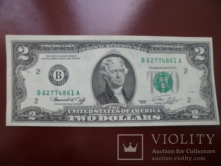 2 доллара США 1976 год. UNC #861., фото №2