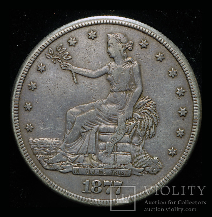 США торговый доллар 1877 S, фото №2