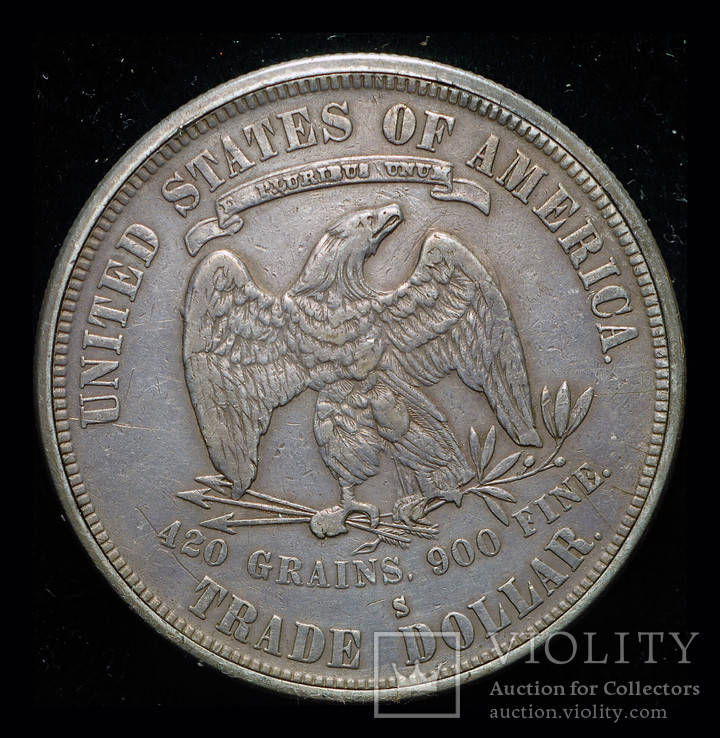 США торговый доллар 1877 S, фото №5