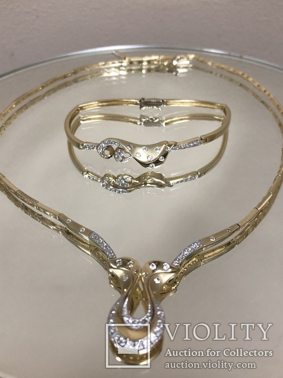 Бриллиантовое колье и браслет "Jaylan Juwelier" 585 пробы золота, фото №2