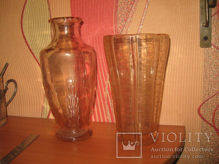 Две старые вазы,стекло,СССР, фото №2