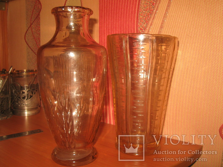Две старые вазы,стекло,СССР, фото №5