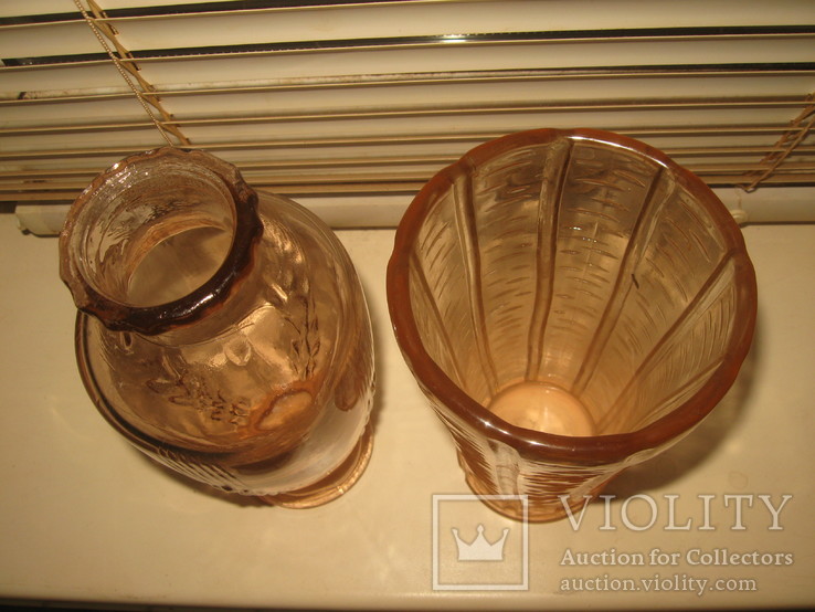 Две старые вазы,стекло,СССР, фото №9