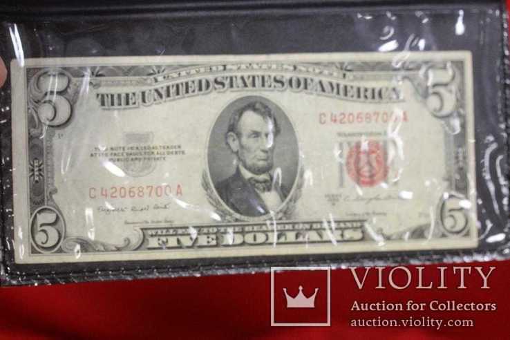 5$ доларов, 1953"В", Красная печать, с сертификатом, фото №2